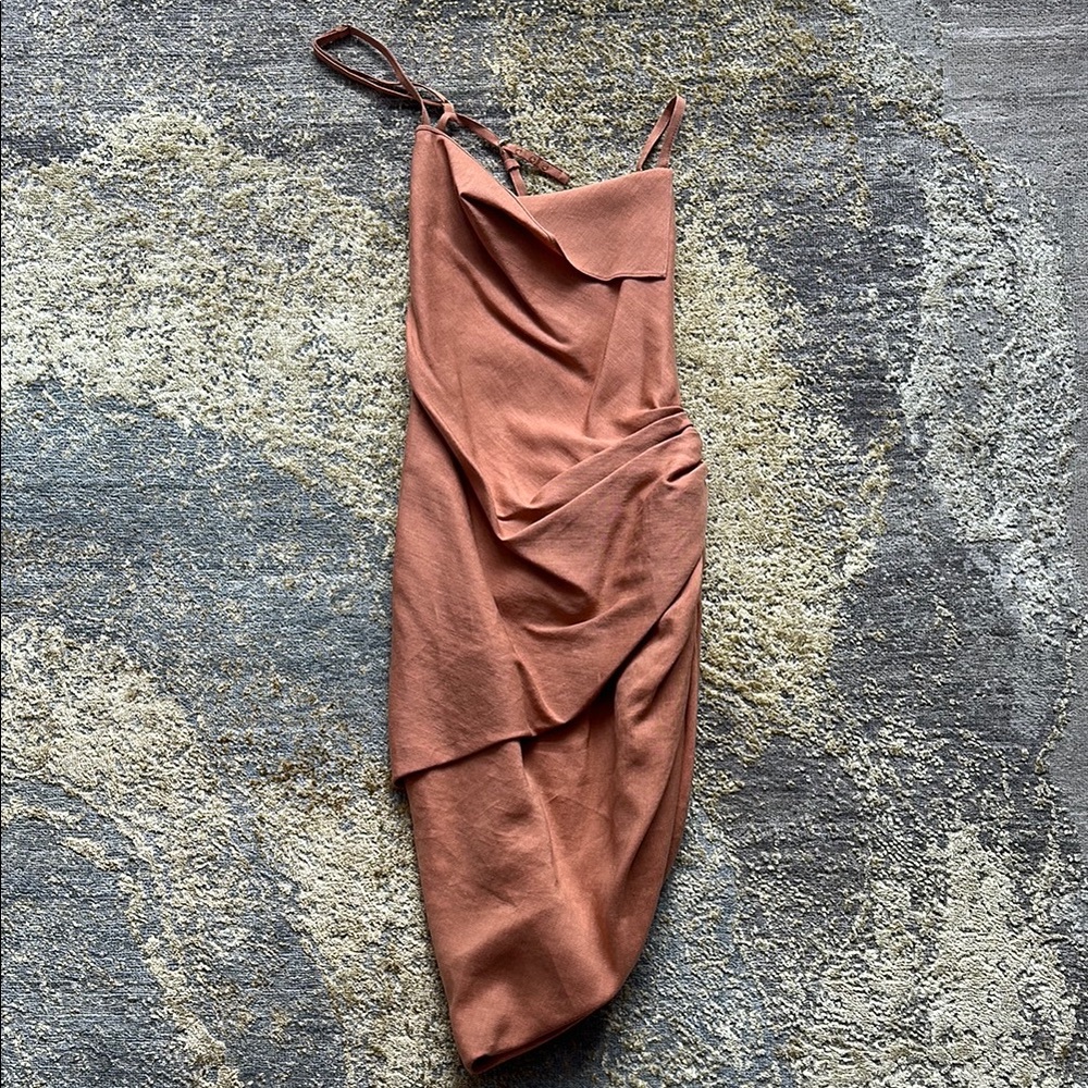 Jacquemus Asymmetrical Dress in Rust
